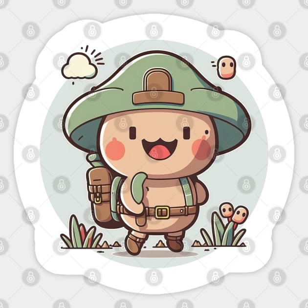 Cute happy kawaii boy scout exploring the nature Sticker by Quixar